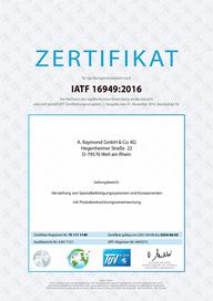 Zertificate IATF 16949:2016, Weil (DE)